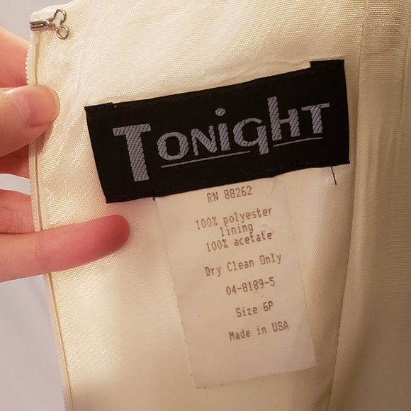 Off-white sheath dress prom bridal bridesmaid 6P - Picture 6 of 11